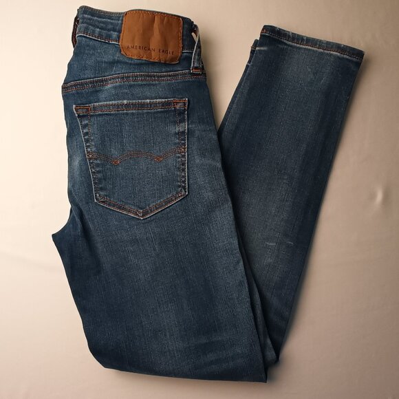 Mens American Eagle Jeans Size 26/28 Distressed Skinny Leg Medium Wash - Picture 1 of 10